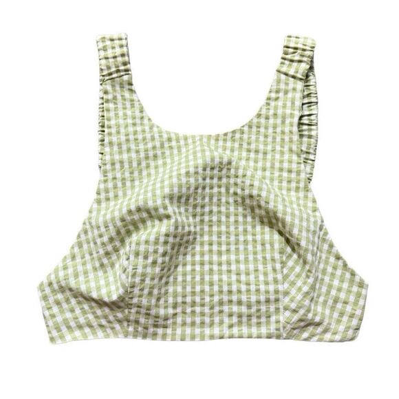 Zara Tops - Zara green gingham cropped blouse size medium ￼